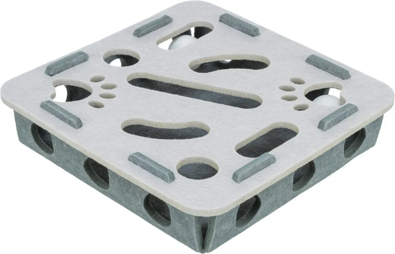 Katzenspielzeug Hole'n'Roll Box aus Filz mit Spielbällen